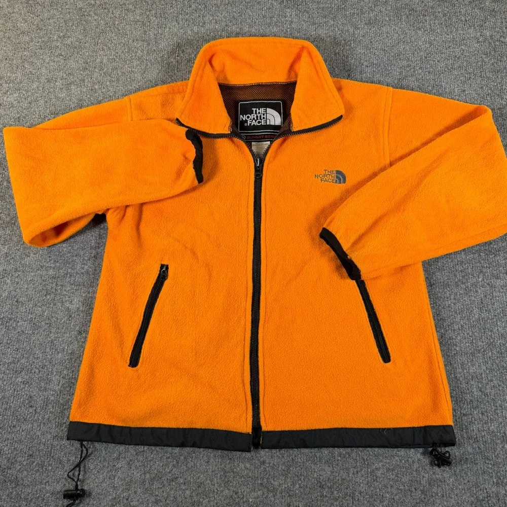 The North Face Summit Series Mens Orange Fleece Full Zip Jacket Small #3832